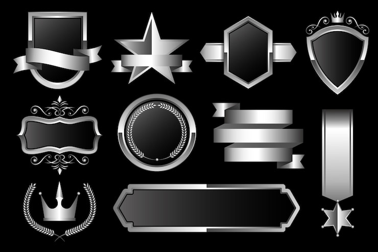Free Vector gradient silver luxury elements design bundle