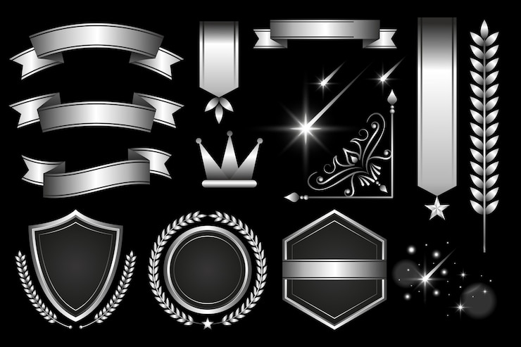 Free Vector gradient silver luxury elements design bundle
