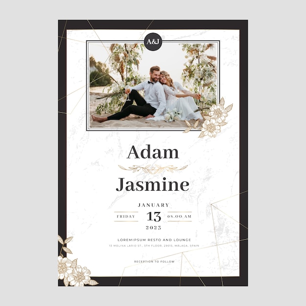 Gradient silver wedding invitation