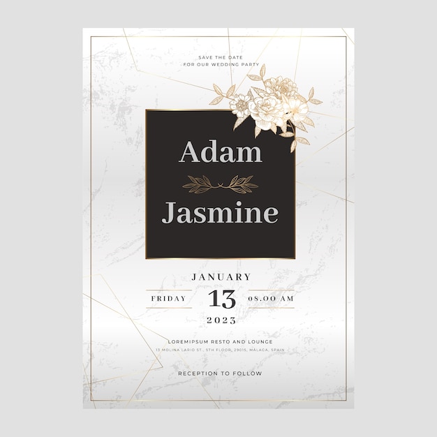 Free vector gradient silver wedding invitation