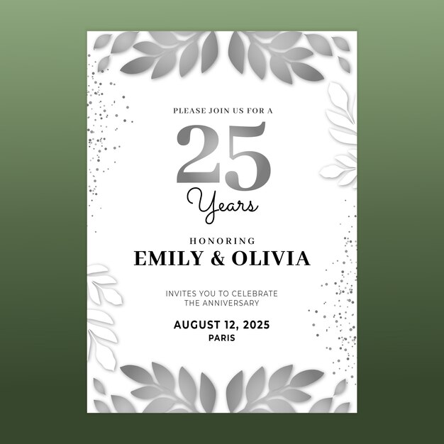 gradient silver wedding invitation
