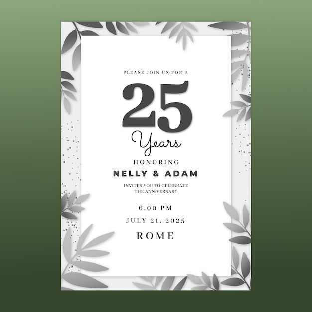 gradient silver wedding invitation