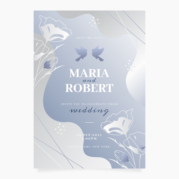 Free vector gradient silver wedding invitation