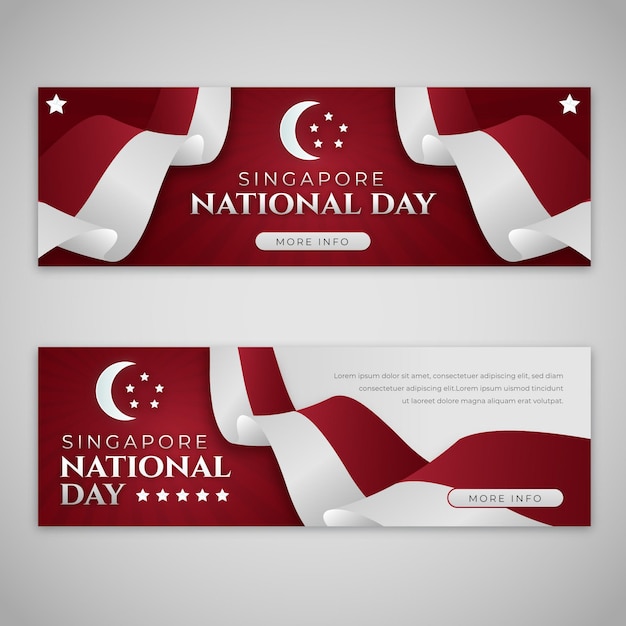 Set di banner per la festa nazionale di singapore sfumati