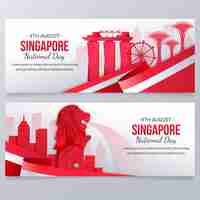 Free vector gradient singapore national day banners set