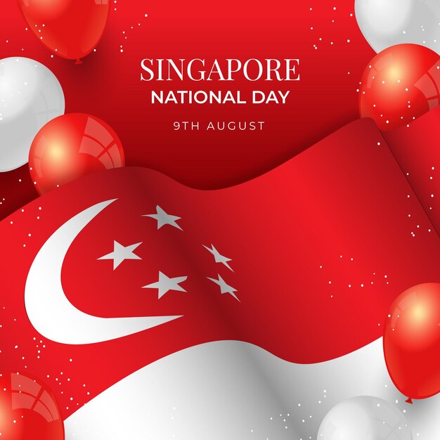 Gradient singapore national day illustration