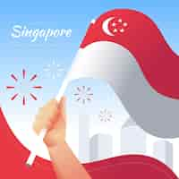 Vettore gratuito gradiente illustrazione della giornata nazionale di singapore