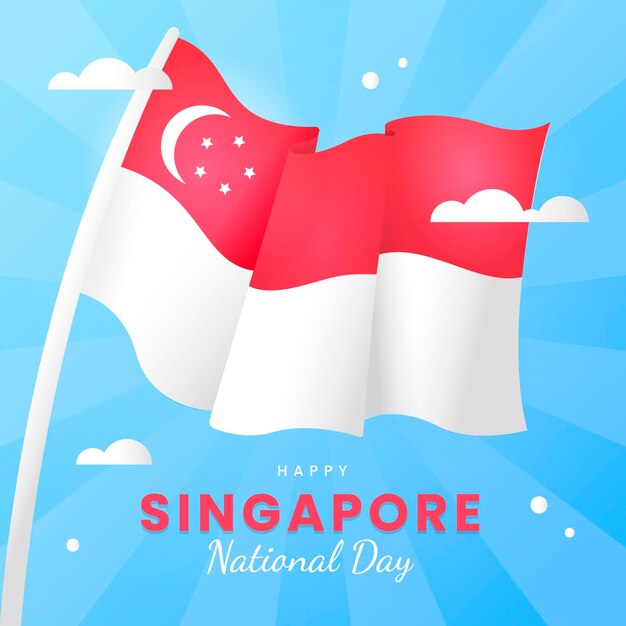 Gradient singapore national day illustration