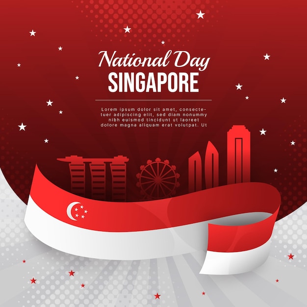 Gradient singapore national day illustration