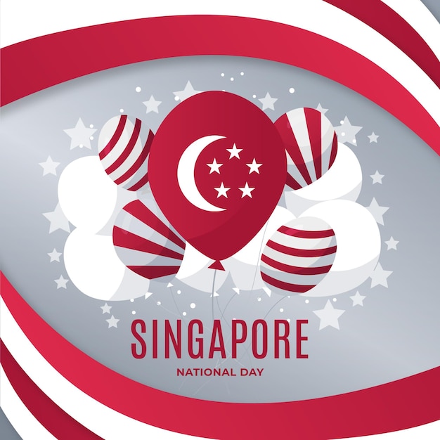 Vettore gratuito illustrazione della giornata nazionale di singapore sfumata