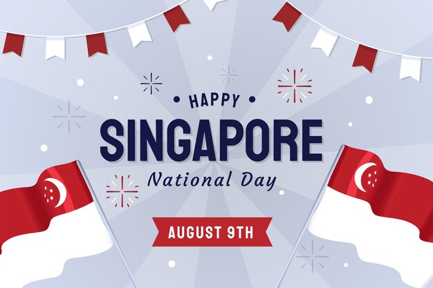 Vettore gratuito gradiente illustrazione della giornata nazionale di singapore