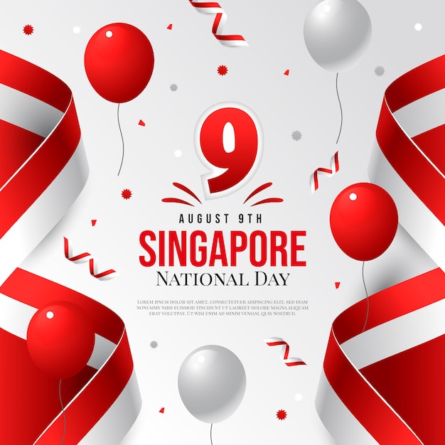 Gradiente illustrazione della giornata nazionale di singapore