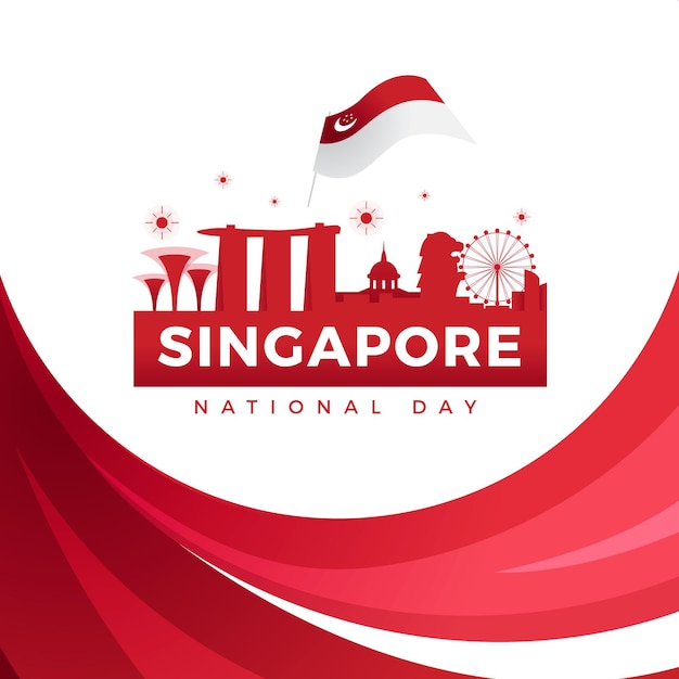 Gradient singapore national day illustration