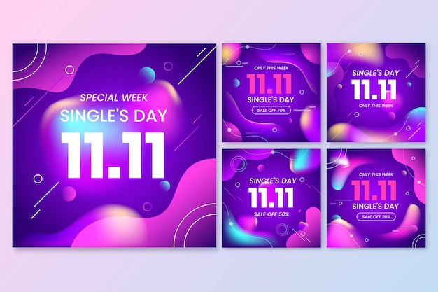 Gradient single's day instagram posts collection