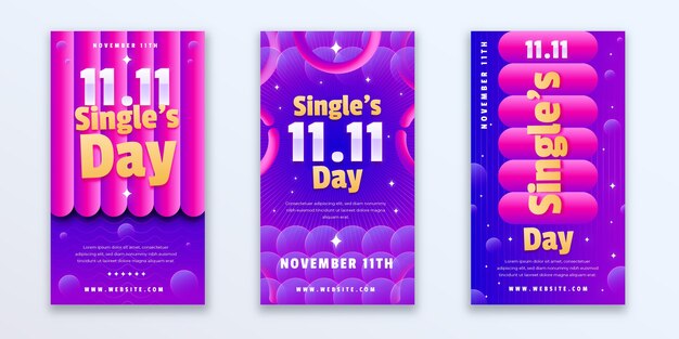 Gradient single's day instagram stories collection