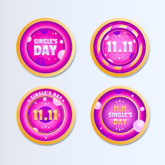 Gradient single's day labels collection