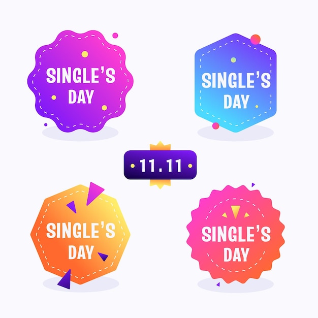 Free vector gradient single's day labels collection