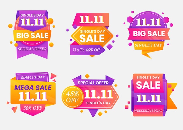 Gradient single's day sale labels collection