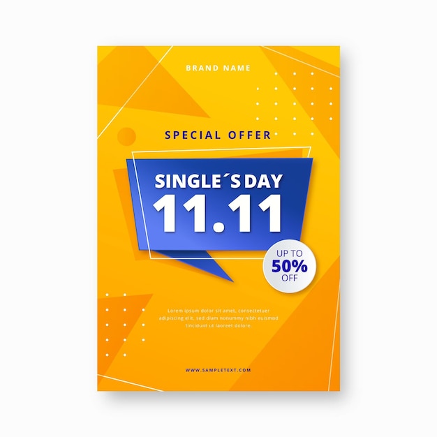 Free vector gradient single's day vertical poster template