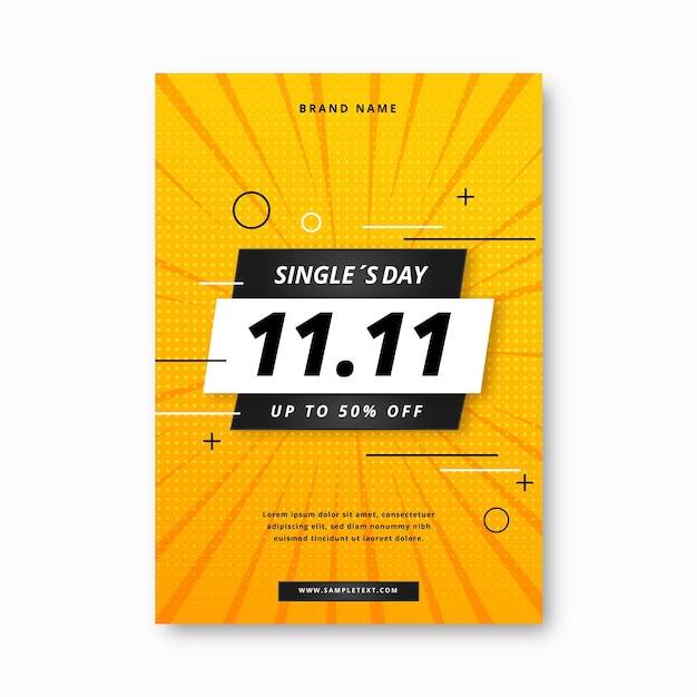 Free vector gradient single's day vertical poster template