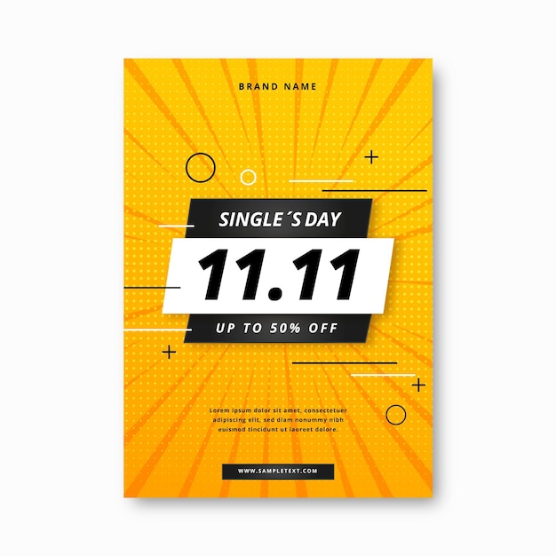 Free vector gradient single's day vertical poster template