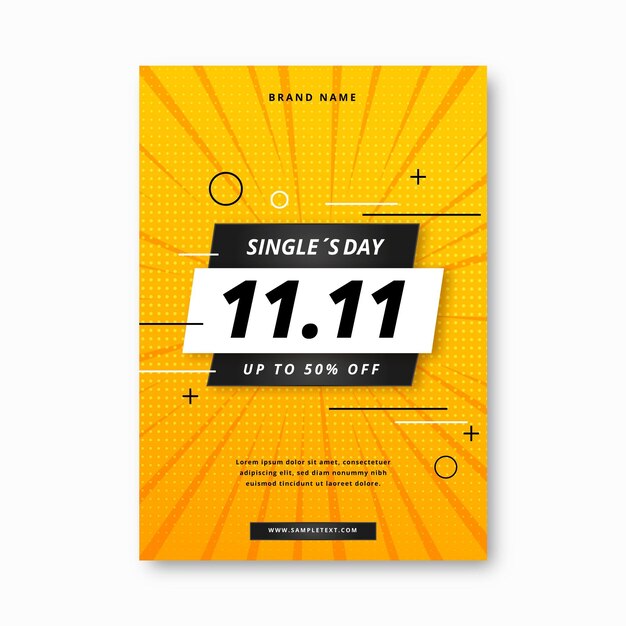 Gradient single's day vertical poster template