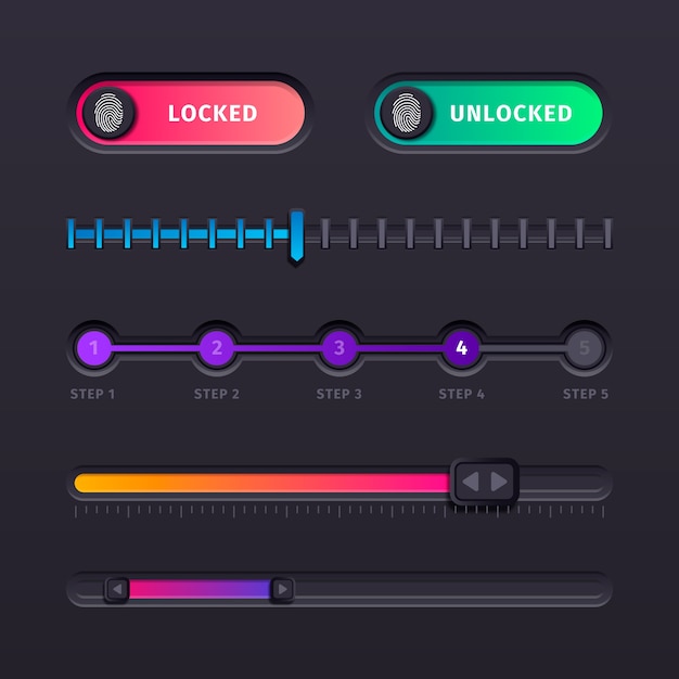 Free vector gradient sliders collection