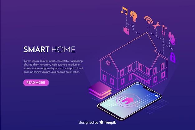 Free vector gradient smart home isometric background