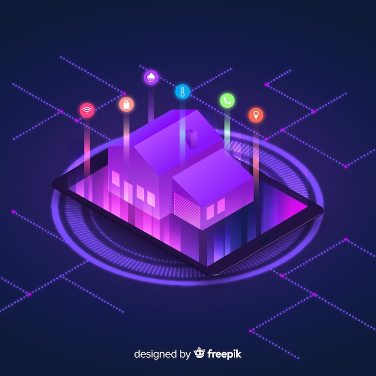 Free Vector gradient smart home isometric background