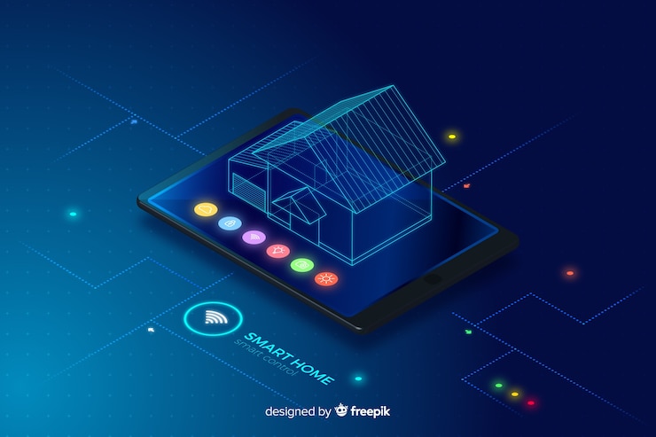 Бесплатный Вектор градиент умный дом изометрической технологии фон