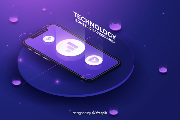 Gradient smartphone isometric technology background