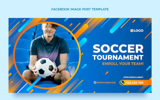 Modello di post facebook di calcio sfumato