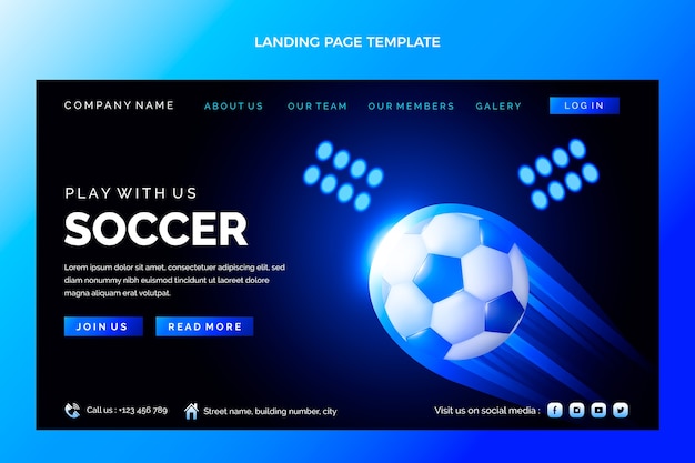 Free vector gradient soccer landing page template