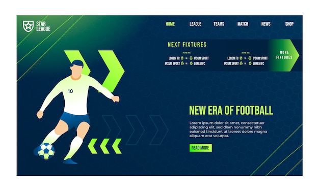 Free vector gradient soccer landing page template
