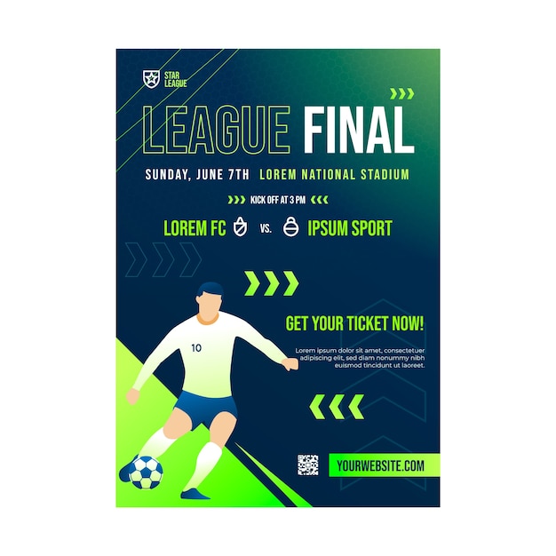 Free vector gradient soccer poster template