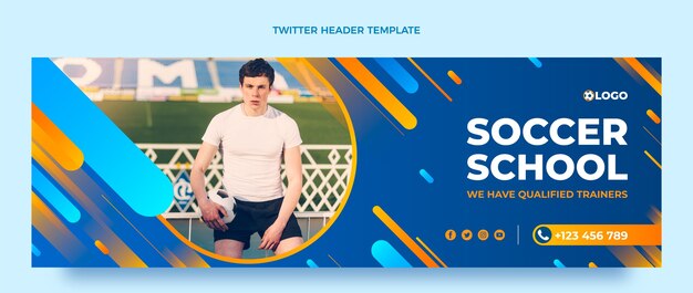 Gradient soccer twitter header template