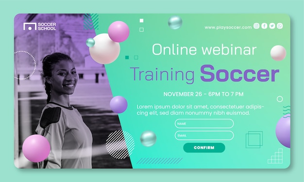 Vettore gratuito modello di webinar di calcio gradiente