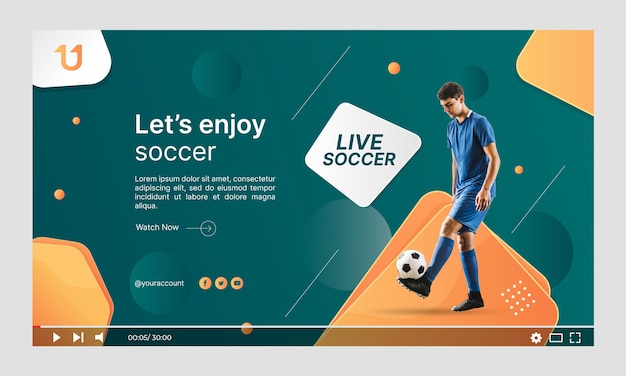 Free vector gradient soccer youtube thumbnail