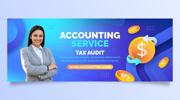 Gradient social media cover template for accounting company