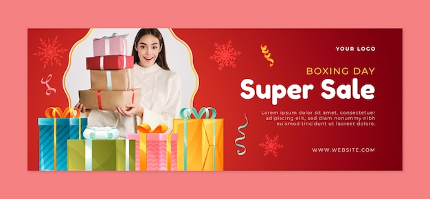 Free vector gradient social media cover template for boxing day sales