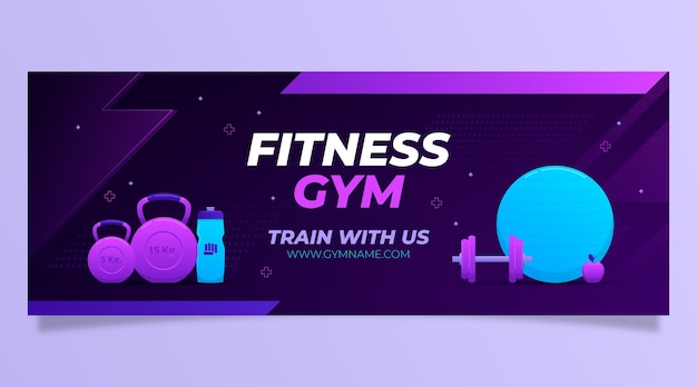 Free vector gradient social media cover template for gym and exercise