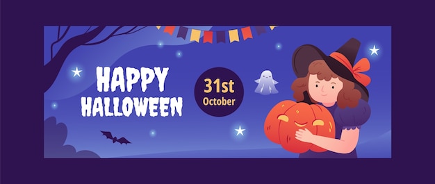 Gradient social media cover template for halloween celebration