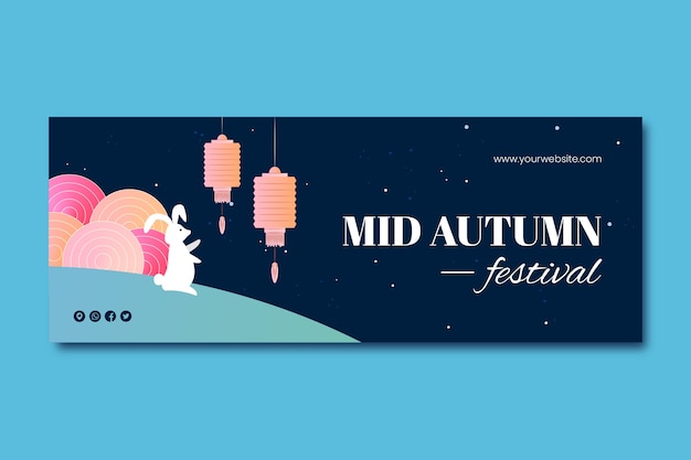 Free vector gradient social media cover template for mid-autumn festival celebration