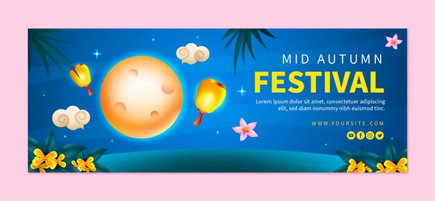 Gradient social media cover template for mid-autumn festival celebration