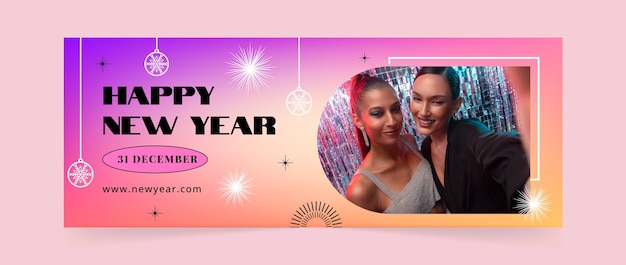 Free vector gradient social media cover template for new year 2024 celebration