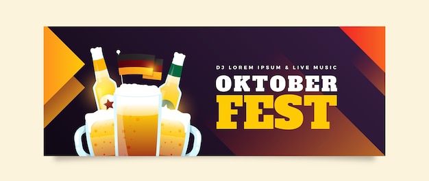 Free vector gradient social media cover template for oktoberfest festival