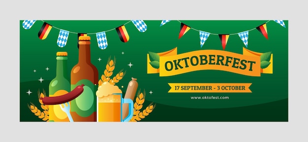 Gradient social media cover template for oktoberfest festival