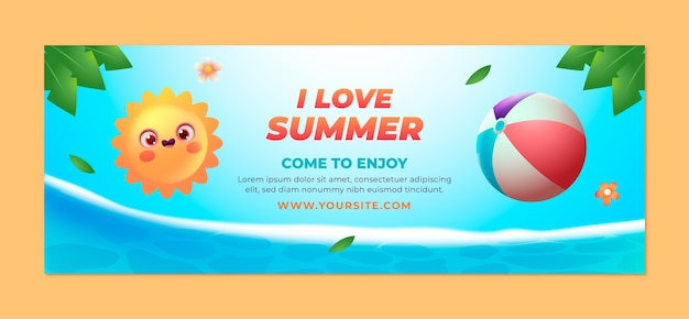 Free vector gradient social media cover template for summertime