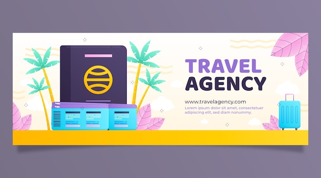 Free vector gradient social media cover template for travel agency business