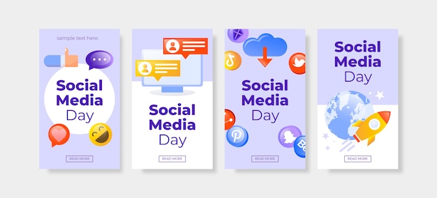 Gradient social media day instagram stories collection